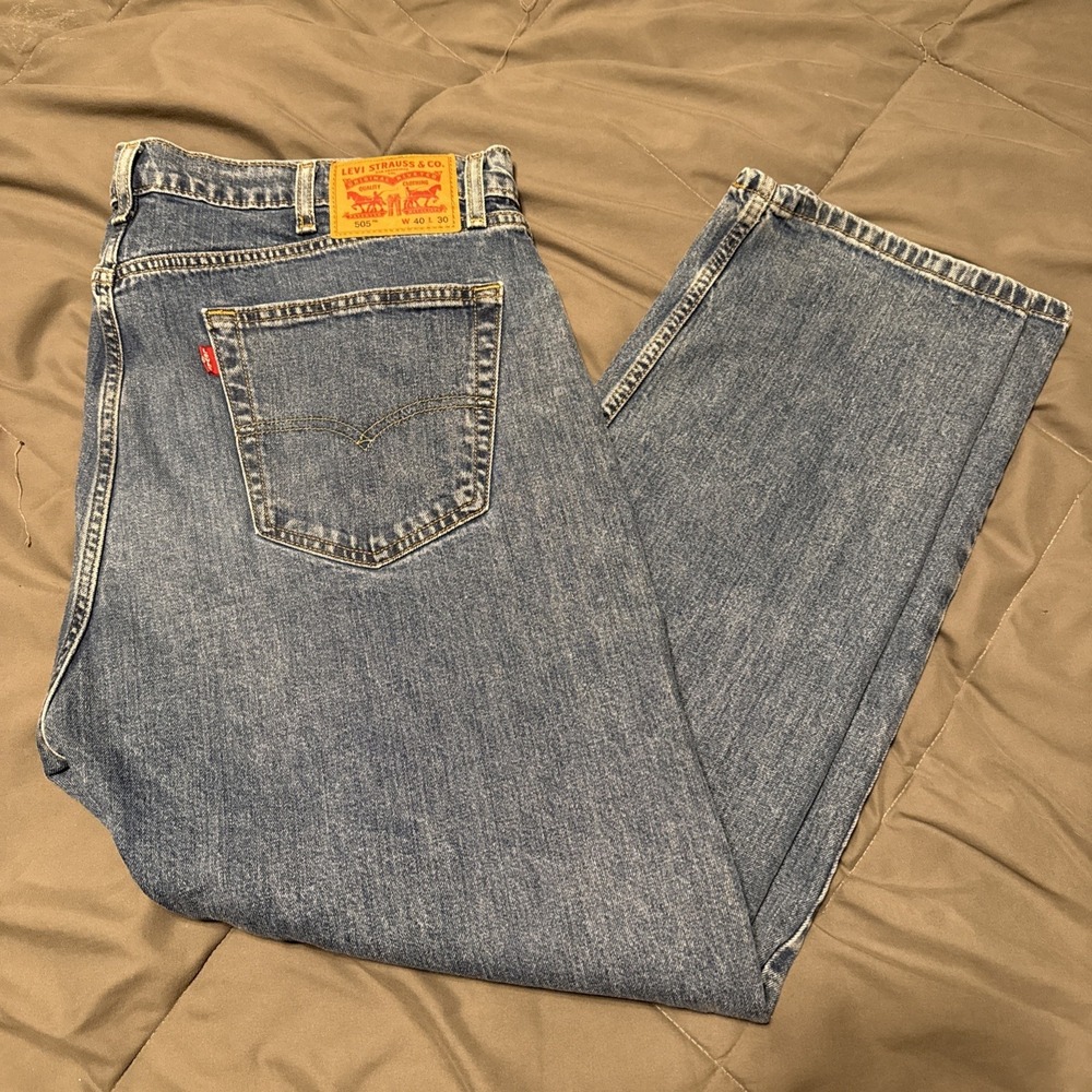 Levis 505 Jeans Mens Tag 40x30 Act 39x29 Relaxed Fit Straight Cotton Denim